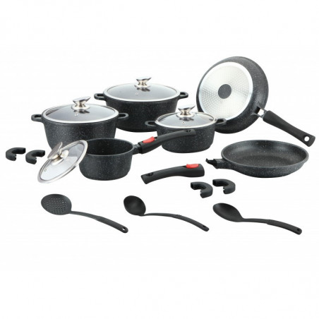 Batterie de cuisine effet pierre 17 pièces Royalty line