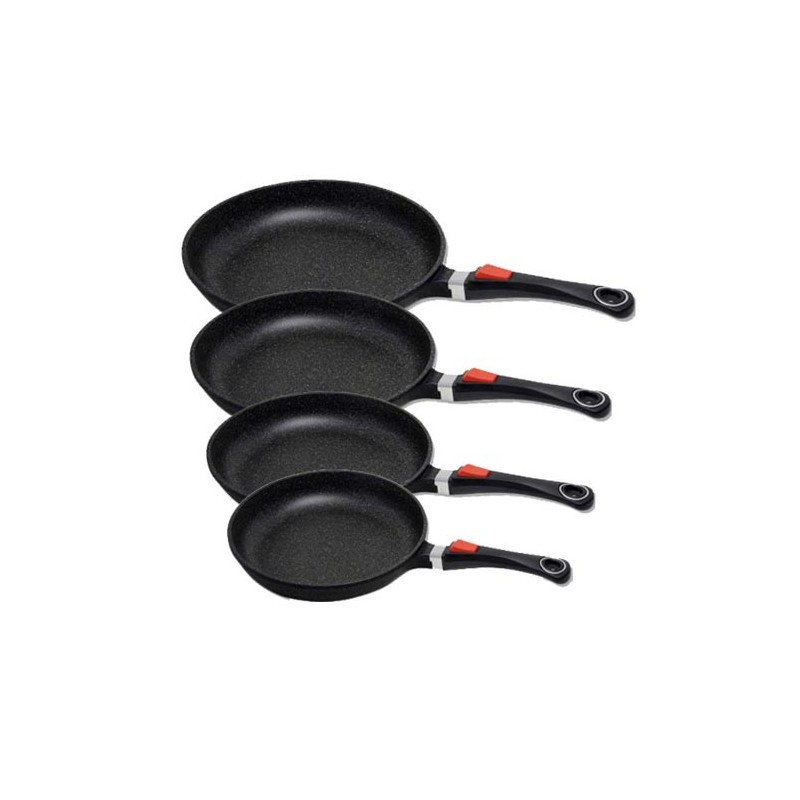 Lot de 4 poêles effet pierre 30-28-24-20 cm avec manches amovibles - KAMBERG