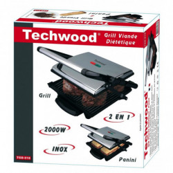 GRILL VIANDE DIETETIQUE 2 EN 1 INOX Techwood