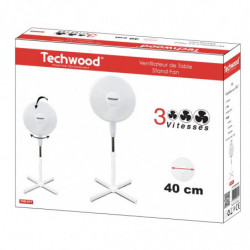 VENTILATEUR BLANC 40 CM SUR PIED TECHWOOD