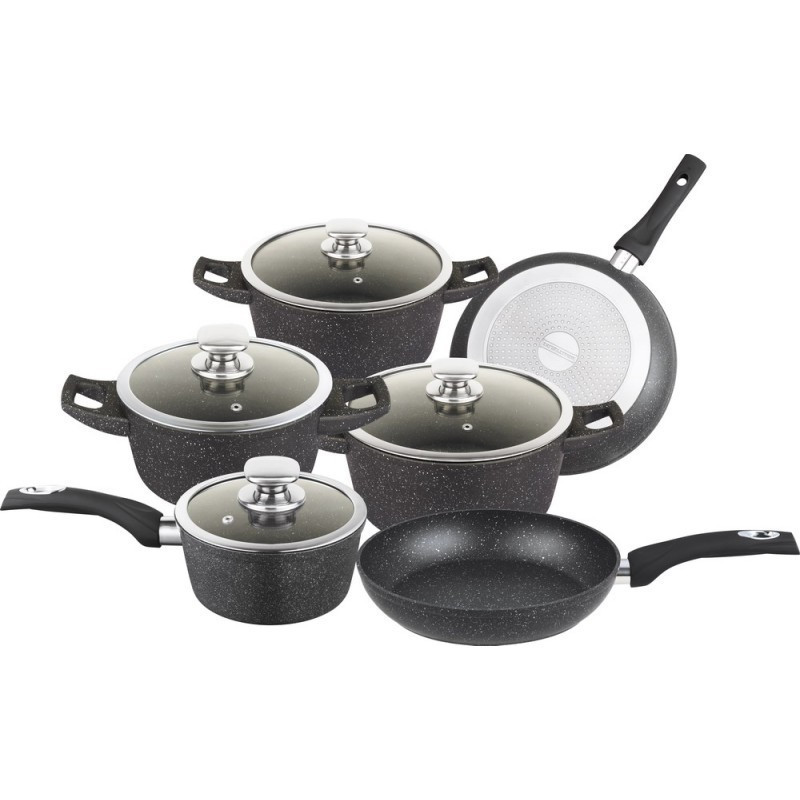 Batterie de cuisine effet pierre 14 pièces Royalty line