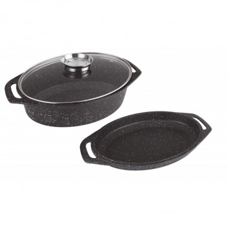 Cocotte 3 pcs 39x28 cm effet pierre
