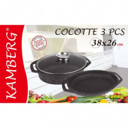 Cocotte 3 pcs 39x28 cm effet pierre