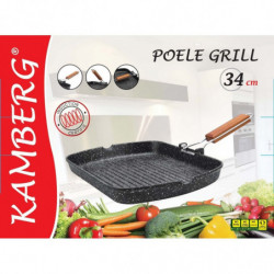 Poêle grill effet pierre 34x24 cm