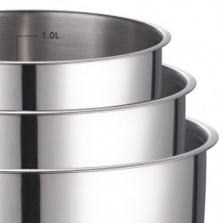 Série 3 casseroles inox + manche amovible
